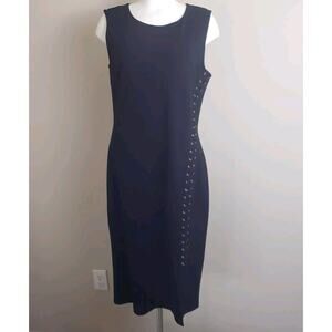 EVEREVE Allison Joy Body Con Ponte Little Black Dress LBD Grommet‎ & Lacing XL